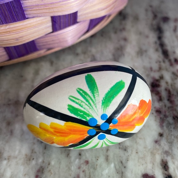 Holiday Easter Basket | Hand Painted Wooden Eggs & Lamb Candle | Poland Import - Picture 13 of 16